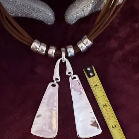 Alm SoHo Brown leather and Silver Necklace. NWOT - Picture 2 of 3